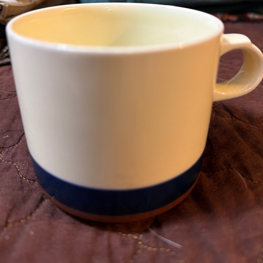 International Stoneware Japan Coffee Mug Cream Navy Blue Terracotta Stripe MCM